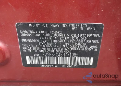 2011 Subaru Forester 2.5X Limited from USA, damaged, VIN JF2SHBFC4BH771985